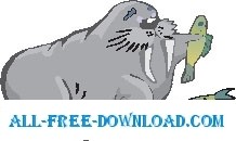 free vector Walrus with Fish 1