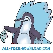 free vector Penguin with Fish 3