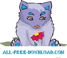 free vector Wolf Cub with Flower