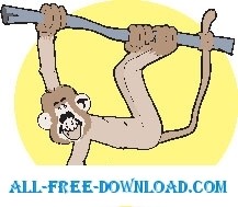 free vector Monkey Hanging on Tree 2