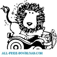 free vector Lion with Car