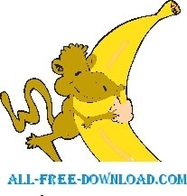 free vector Monkey with Large Banana 2