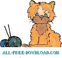 free vector Kitten with Yarn