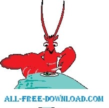 free vector Lobster Eating Dinner