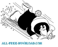 free vector Penguin with Sled
