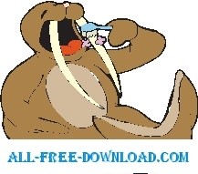 free vector Walrus Brushing Teeth