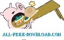 free vector Pig Eating 2