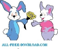 free vector Rabbit Giving Flowers