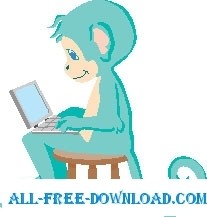 free vector Monkey with Laptop