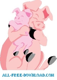 free vector Pigs Hugging