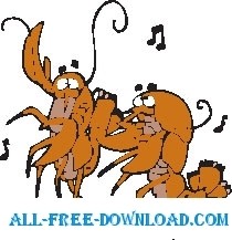 free vector Lobsters Dancing