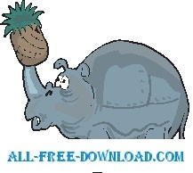 free vector Rhino with Pineapple