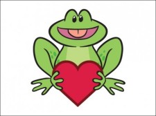 free vector 
								Cute Frog Holding a Heart							