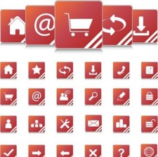 free vector Red Internet icons and website buttons