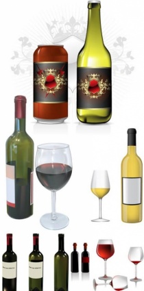 free vector Wine bottles and glasses