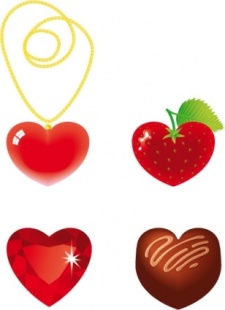 free vector Heart Shaped Gold Chain, Strawberry Diamond and Chocolate