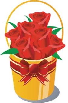 free vector Bucket of rose flower