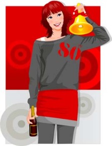 free vector Girl bell and champagne ready for party