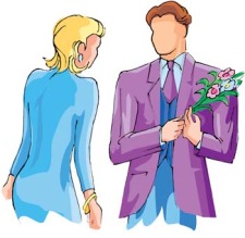 free vector Man gift a flower to his girl friend
