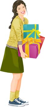 free vector Smile girl carrying her present