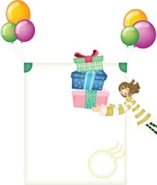 free vector Balloon gift and a little girl