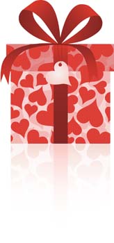 free vector Red box present with love and ribbon
