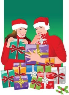 free vector Couple in love with their gift
