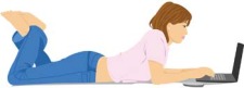 free vector Girl laying and chat