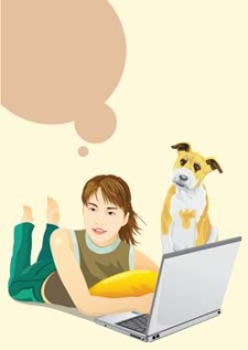 free vector Girls and computer vector 34