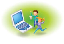 free vector Kids and laptop vector