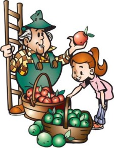 free vector Farmer with fruits 1