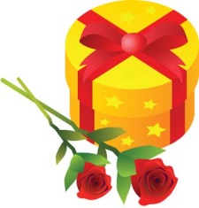 free vector Stalk of rose and gift box