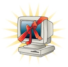 free vector Classic dekstop computer vector with ribbon