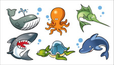 free vector Cartoon Sea Animals Vector