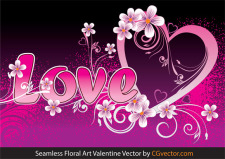 free vector Seamless Floral Art Valentine Vector