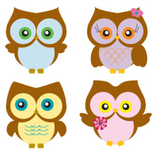 free vector Four Owls