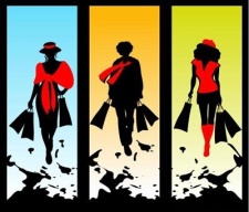 free vector Three women silhouettes with packages