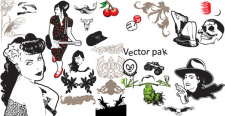 free vector Girls skulls twirls and stuff  free vector