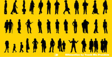 free vector People silhouettes free vector on the yellow background