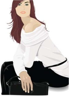 free vector Beautiful girl in sit positions 12