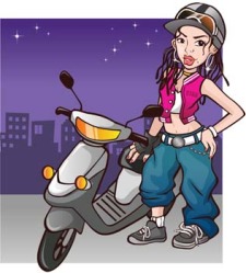 free vector Motorcycle girl 7