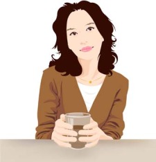 free vector Beautiful Girl with a cup of coffee 2