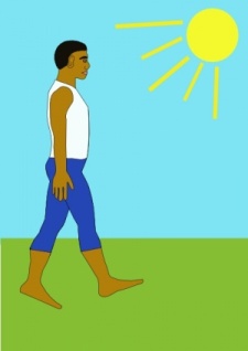 free vector Man Walking Sunny Day clip art