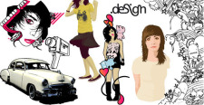 free vector Car and girls free vector