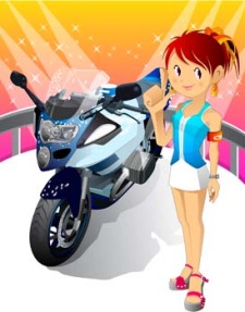 free vector Motorcycle girl 2