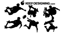 free vector Skateboarders free vector silhouettes