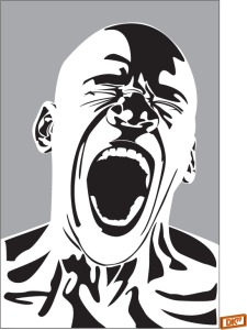 free vector Illustration of a bald African male screaming