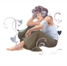 free vector Woman Listening To Music