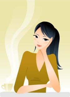 free vector Beautiful Girl with a cup of coffee 4