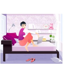 free vector Girl On bed 2